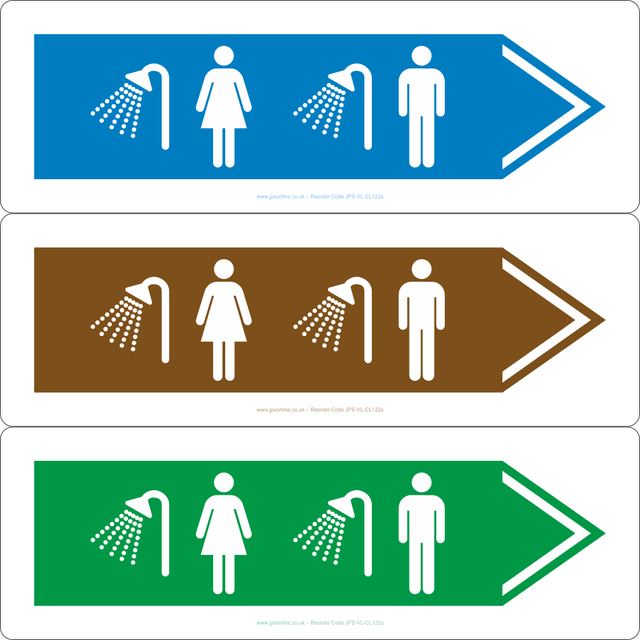 Male/Female Showers (Right Arrow) Sign - JPS Online Ltd