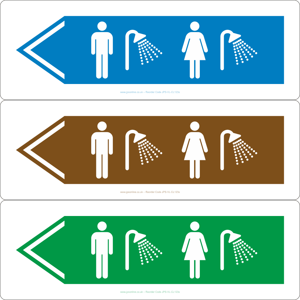 Male/Female Showers (Left Arrow) Sign - JPS Online Ltd