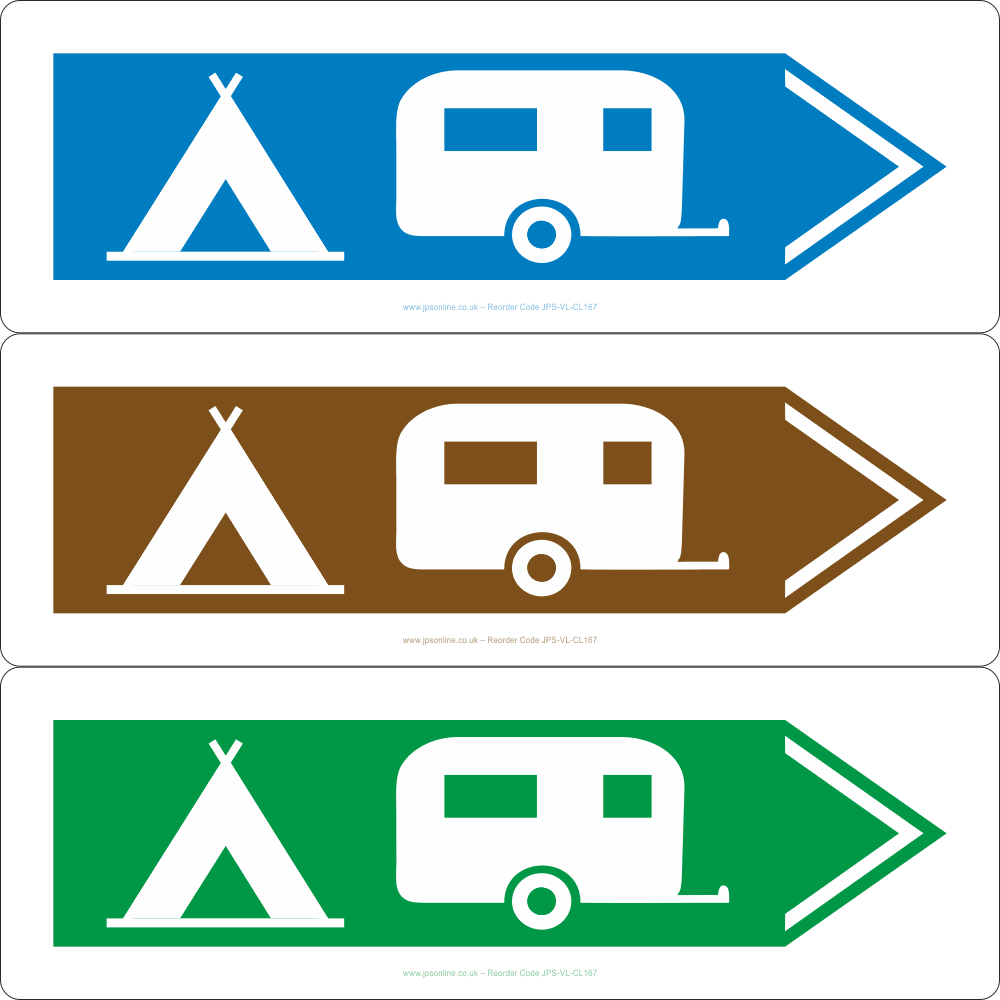 Camping and Caravanning (Right Arrow) Sign - JPS Online Ltd