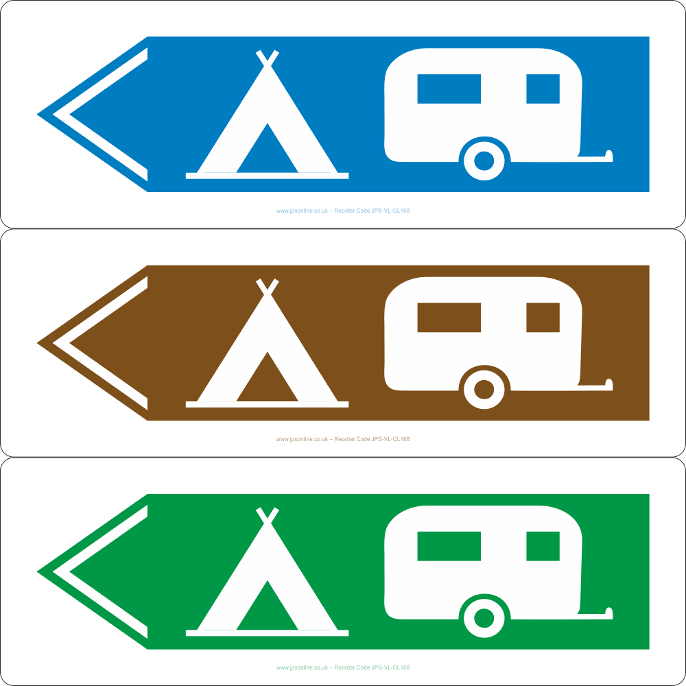Camping and Caravanning (Left Arrow) Sign - JPS Online Ltd