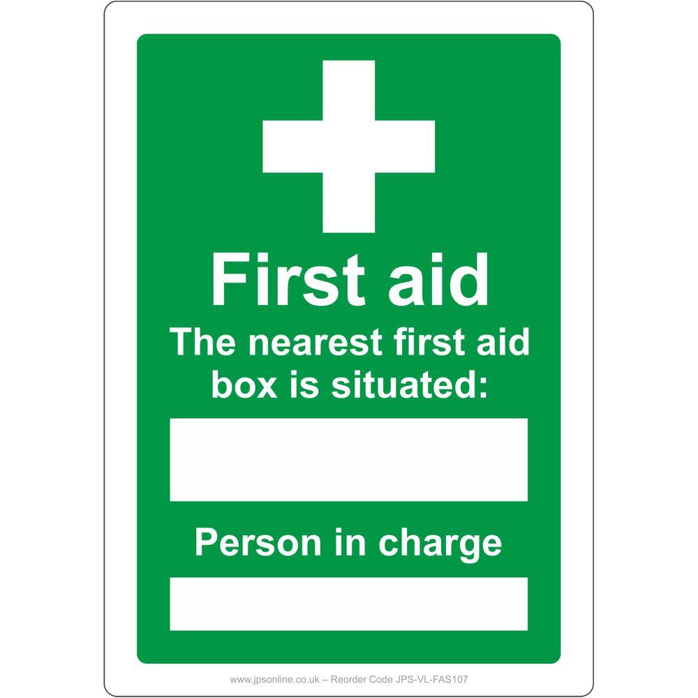 Nearest First Aid Box/Person In Charge Sign - JPS Online Ltd
