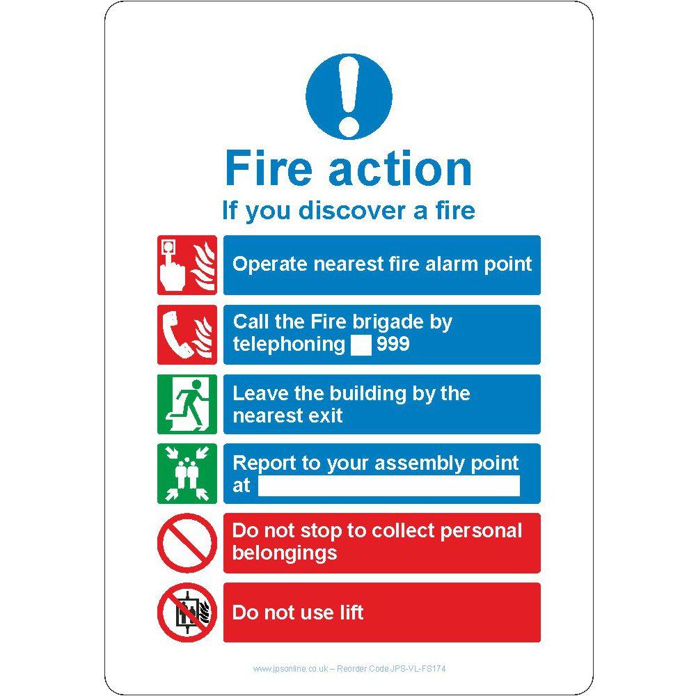 Fire Action If You Discover A Fire Sign – JPS Online Ltd