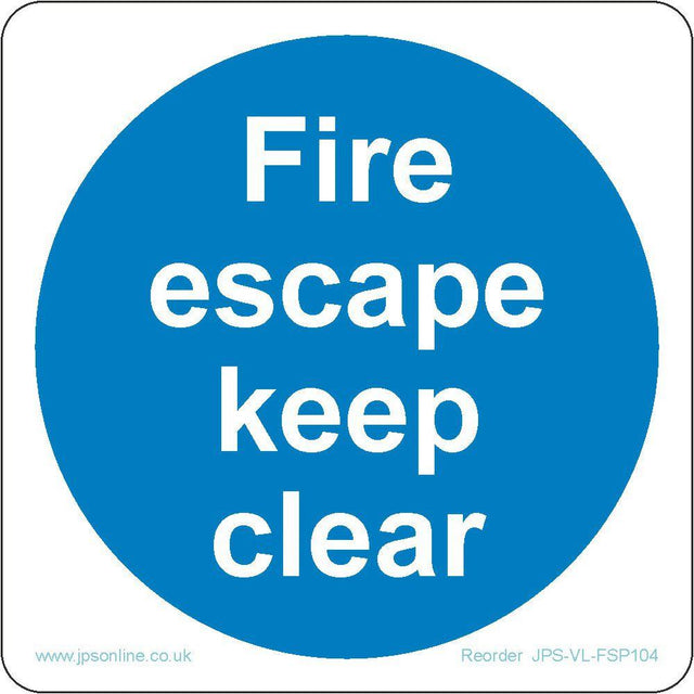 Fire Escape Keep Clear Sign - JPS Online Ltd