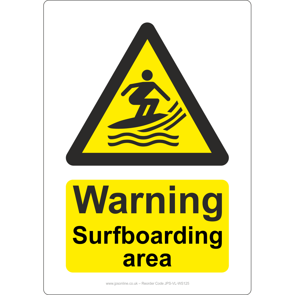 Warning Surfboarding Area Sign - JPS Online Ltd