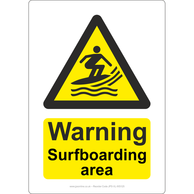 Warning Surfboarding Area Sign - JPS Online Ltd