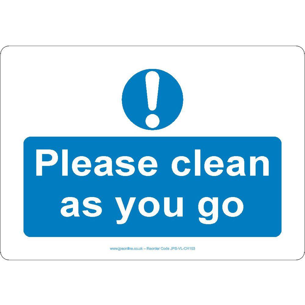 Please Clean As You Go Sign - JPS Online Ltd