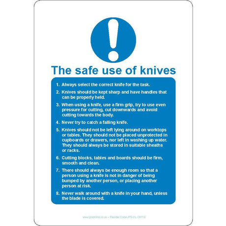 The Safe Use Of Knives Sign - JPS Online Ltd