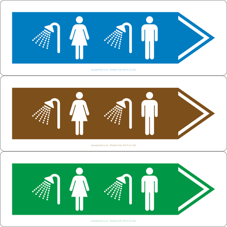 Male/Female Showers (Right Arrow) Sign - JPS Online Ltd