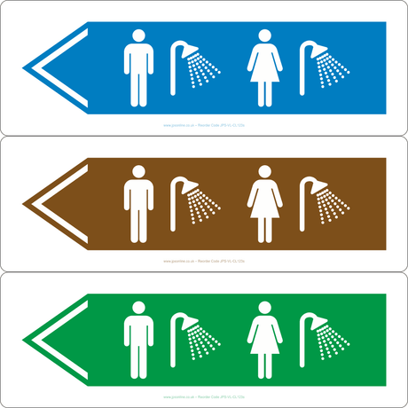 Male/Female Showers (Left Arrow) Sign - JPS Online Ltd