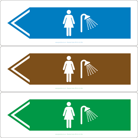 Female Showers (Left Arrow) Sign - JPS Online Ltd