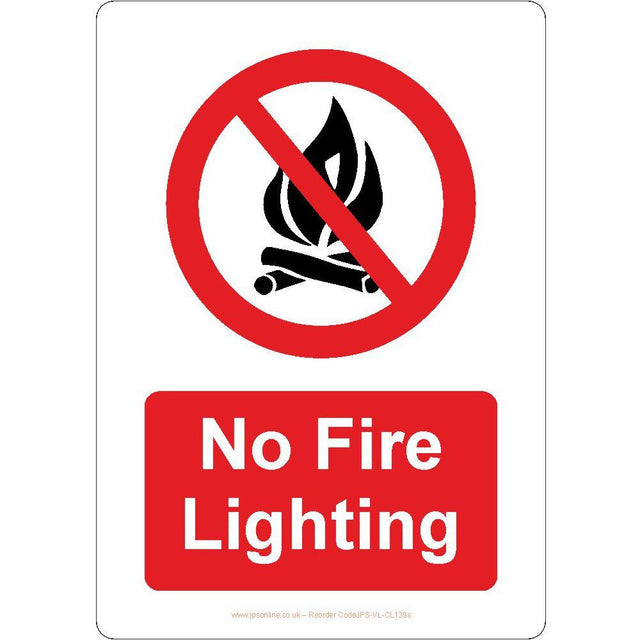 No Fire Lighting Sign - JPS Online Ltd