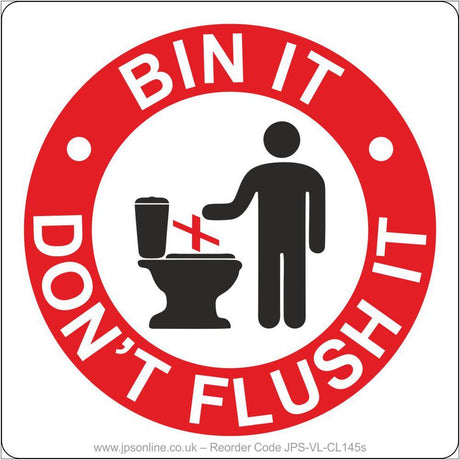Bin It Don't Flush It Sign - JPS Online Ltd