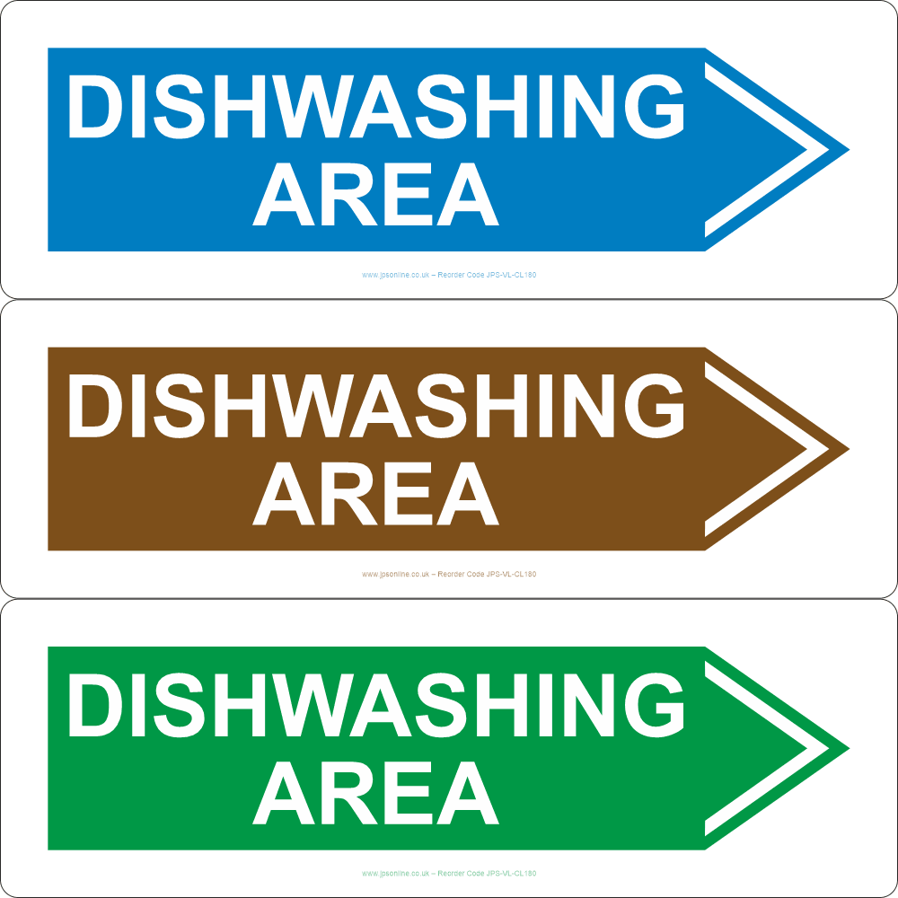 Dishwashing Area (Right Arrow) Sign – JPS Online Ltd