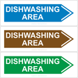 Dishwashing Area (Right Arrow) Sign - JPS Online Ltd