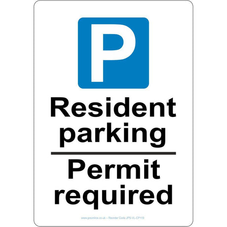 Resident Parking Permit Required Sign - JPS Online Ltd