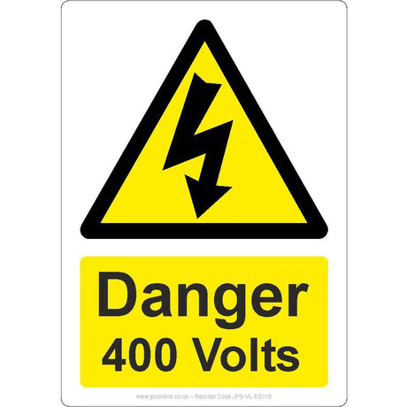 Danger 400 Volts Sign - JPS Online Ltd