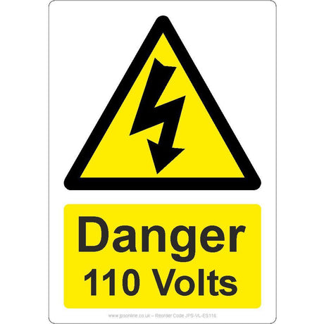 Danger 110 Volts Sign - JPS Online Ltd