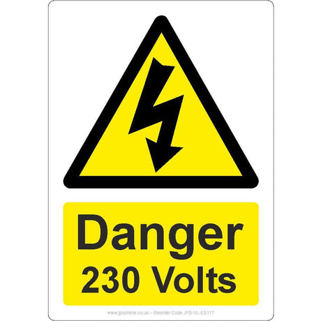 Danger 230 Volts Sign - JPS Online Ltd