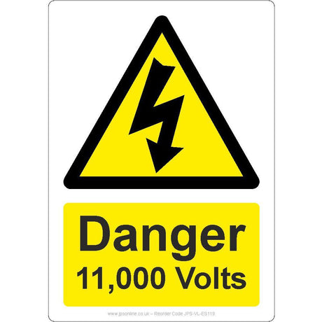 Danger 11,000 Volts Sign - JPS Online Ltd