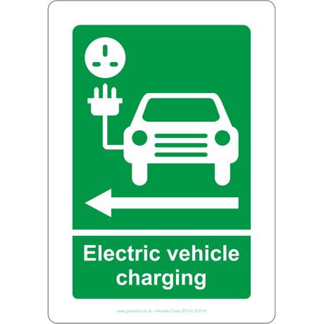 Electric Vehicle Charging Arrow Left Sign - JPS Online Ltd