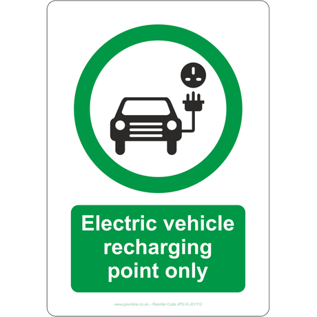 Electric Vehicle Recharging Point Only Sign - JPS Online Ltd