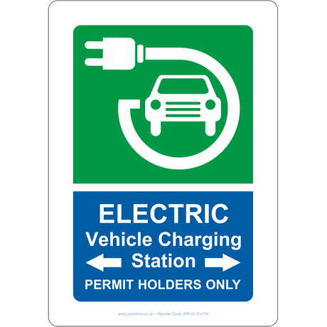 Electric Vehicle Charging Station Permit Holders Only Sign - JPS Online Ltd