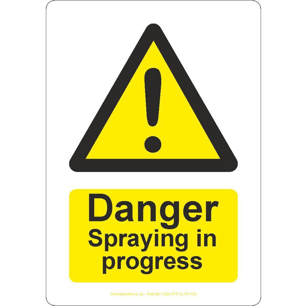 VSafety Garagenschild „Danger Spraying In Progress“ – 400 X 300 Mm, 1 Mm Kunststoff, Schwarz/blau/gelb