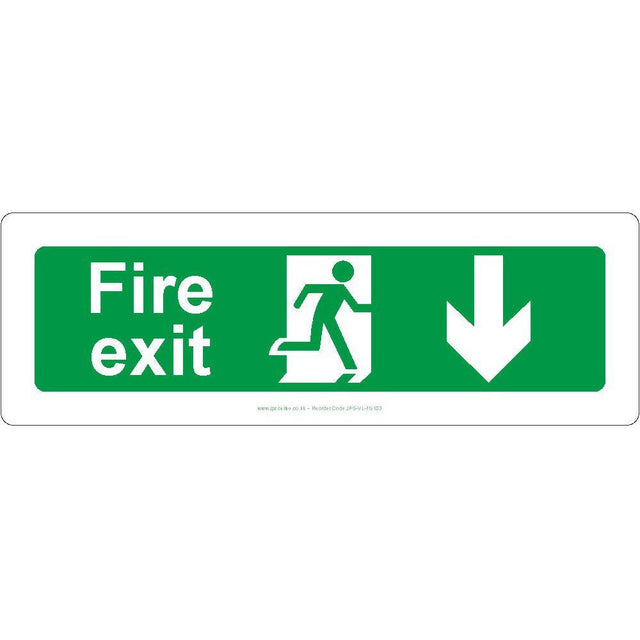 Fire Exit Arrow Down Sign - JPS Online Ltd