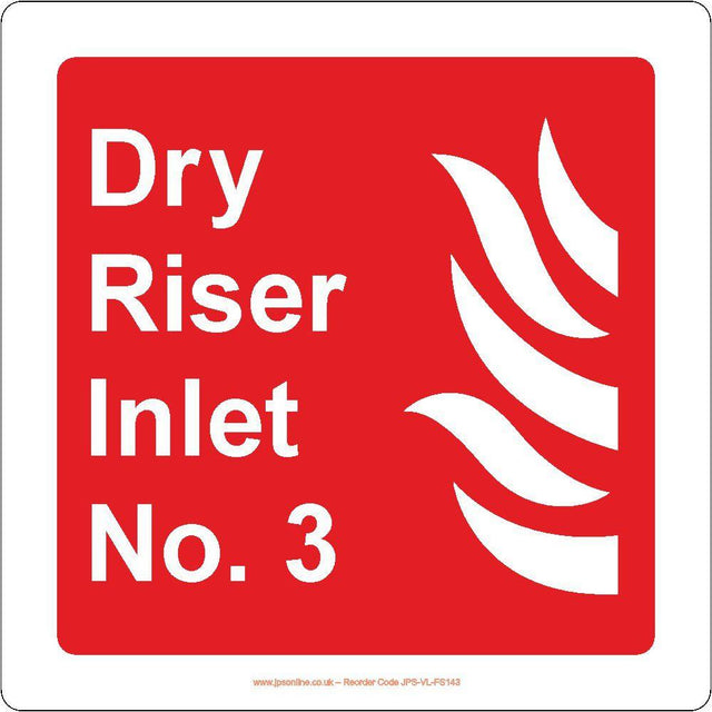 Dry Riser Inlet No. 3 Sign - JPS Online Ltd