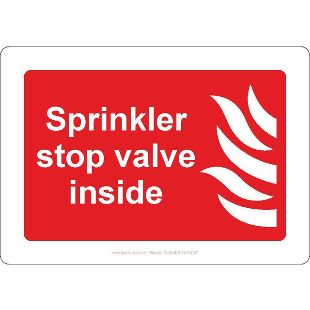 Sprinkler Stop Valve Inside Sign - JPS Online Ltd