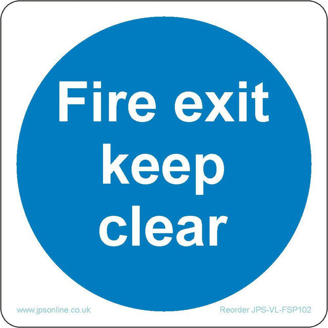 Fire Exit Keep Clear Sign - JPS Online Ltd