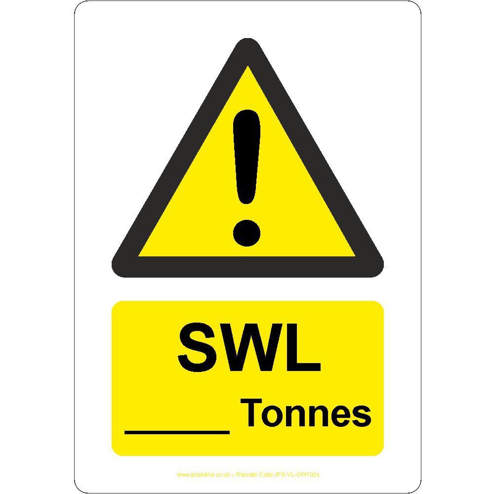 Warning SWL (Tonnes) Sign - JPS Online Ltd