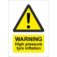 Warning High Pressure Tyre Inflation Sign - JPS Online Ltd