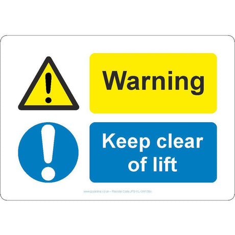 Warning Keep Clear Of Lift Sign - JPS Online Ltd