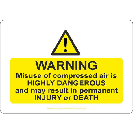 Warning Misuse Of Compressed Air Sign - JPS Online Ltd