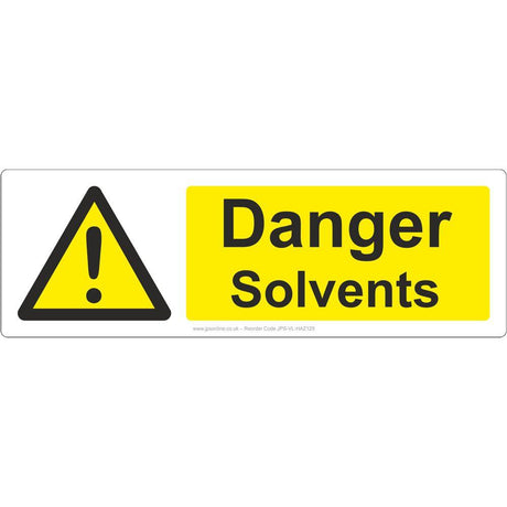 Danger Solvents Sign - JPS Online Ltd