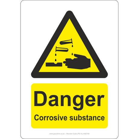 Danger Corrosive Substance Sign - JPS Online Ltd