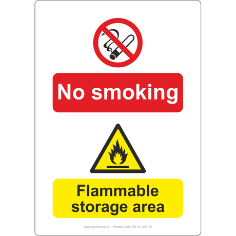 No Smoking/Flammable Storage Area Sign - JPS Online Ltd