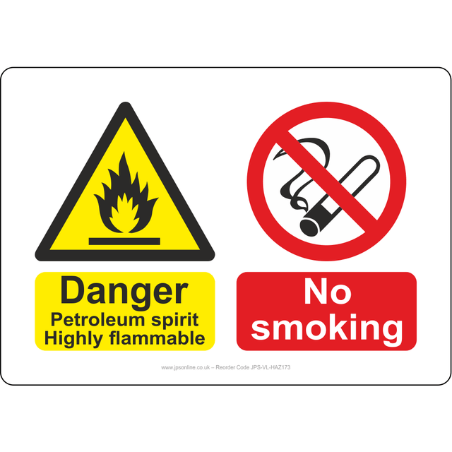 Danger Petroleum Spirit Highly Flammable/No Smoking Sign - JPS Online Ltd