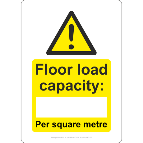 Floor Load Capacity Sign - JPS Online Ltd