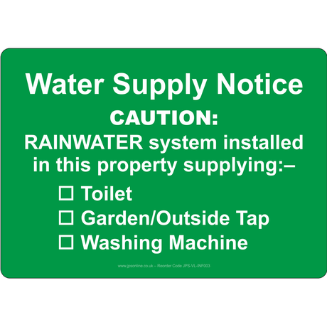 Water Supply Notice Sign - JPS Online Ltd