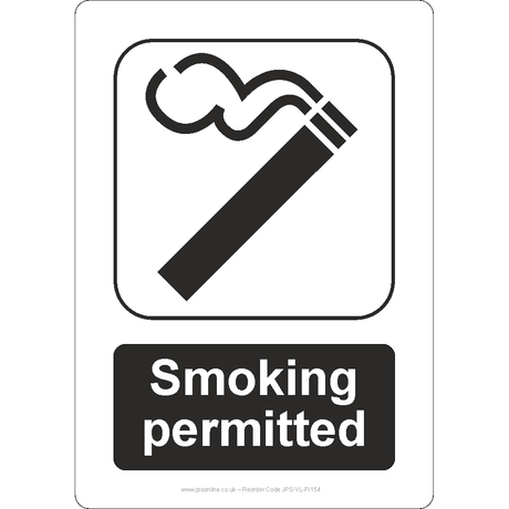 Smoking Permitted Sign - JPS Online Ltd