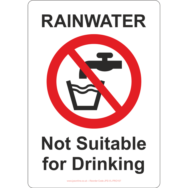 Rainwater Not Suitable for Drinking Sign - JPS Online Ltd