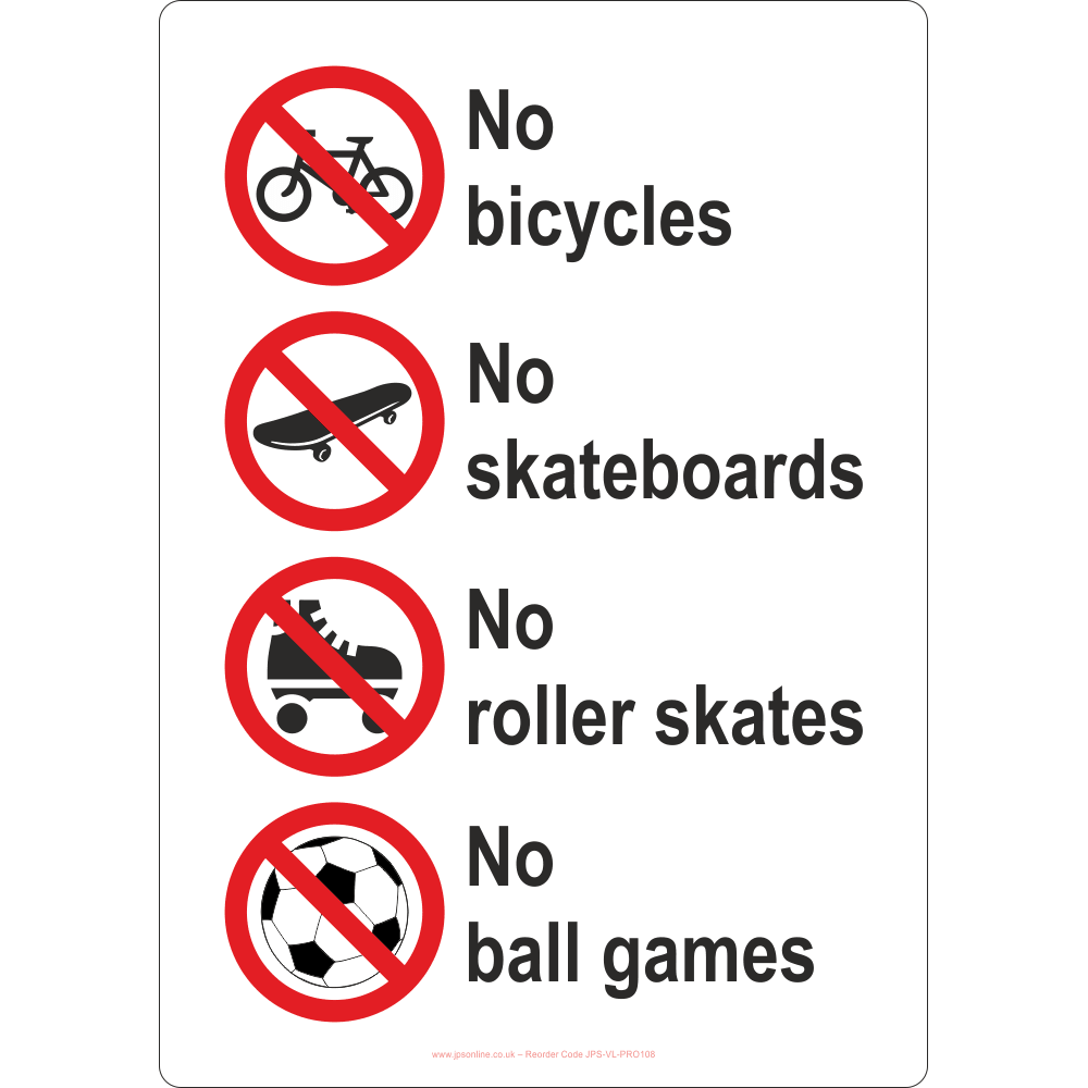 Viking Segni Cartello Divieto Di Bicicletta, Roller, Skateboard O Monopattino – Plastica 3mm, 300x200mm, EN 7010