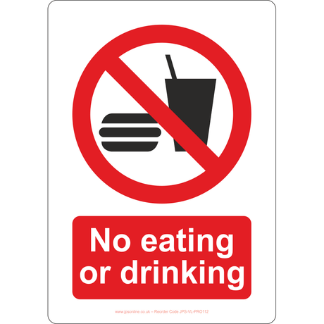 No Eating or Drinking Sign - JPS Online Ltd