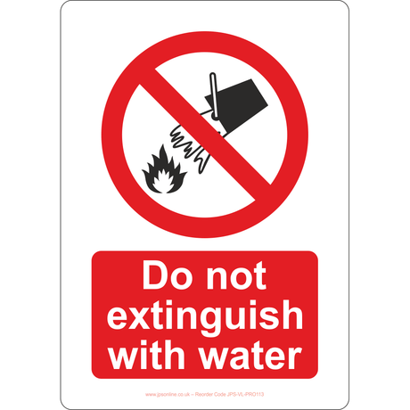 Do Not Extinguish With Water Sign - JPS Online Ltd