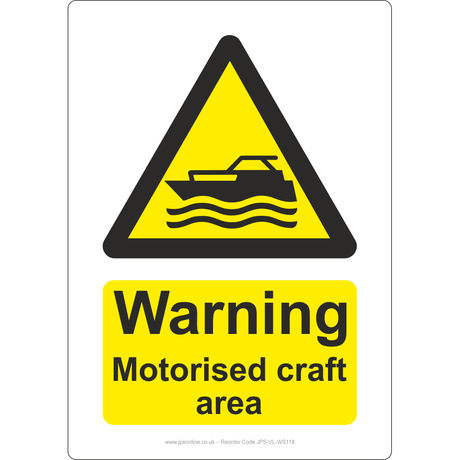 Warning Motorised Craft Area Sign - JPS Online Ltd