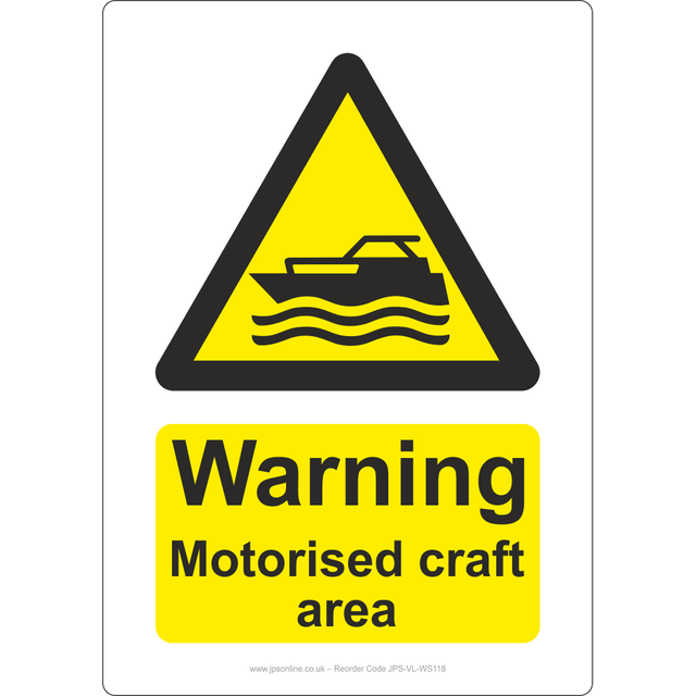 Warning Motorised Craft Area Sign - JPS Online Ltd