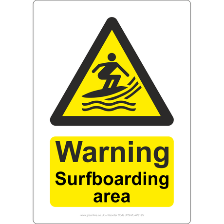 Warning Surfboarding Area Sign - JPS Online Ltd