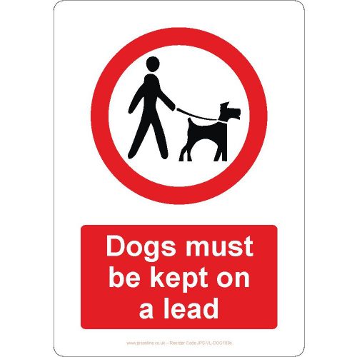 Dogs must be kept on a lead sign